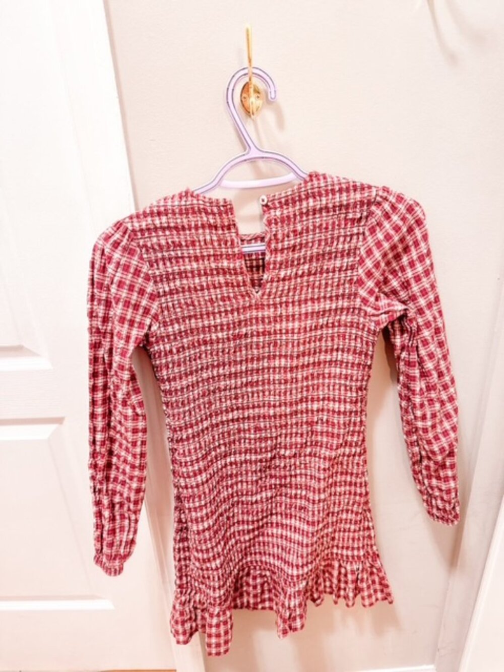 Primark Girls Red Plaid Smocked Dress Size 12-13 Years